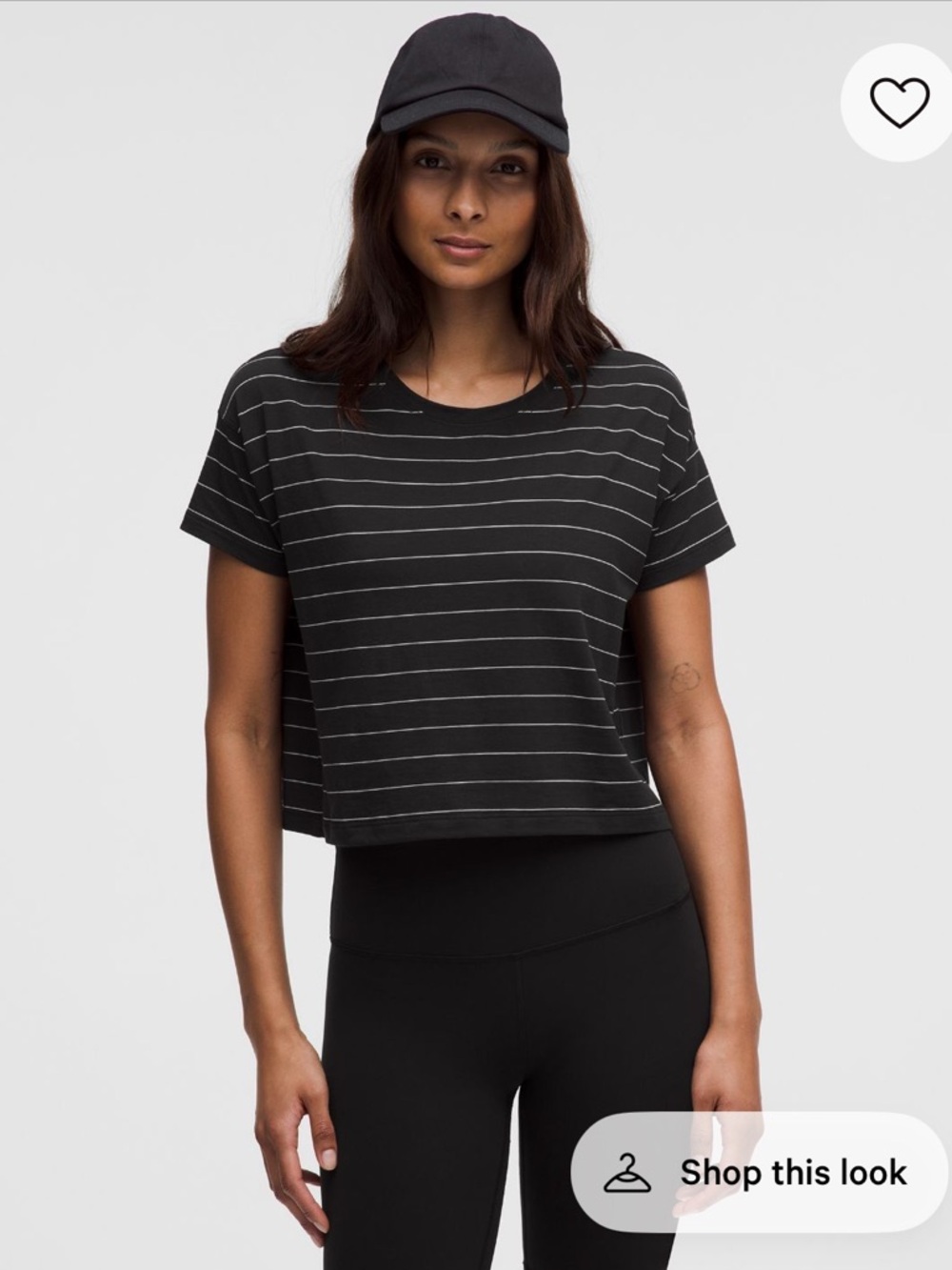 lululemon Cates T-Shirt - Black and White Stripe (Size 4)